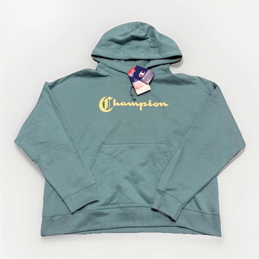 Champion Script Logo Hoodie Green Pullover Sweatshirt New With Tags